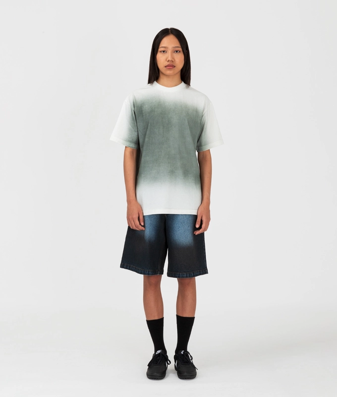 Spray Dyed Straight Fit Denim Shorts
