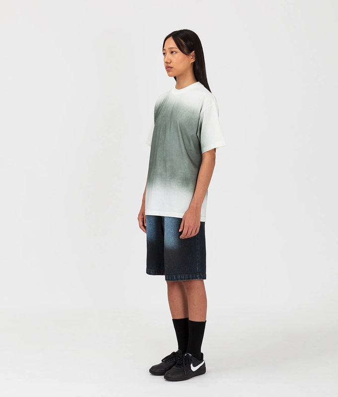 Spray Dyed Straight Fit Denim Shorts