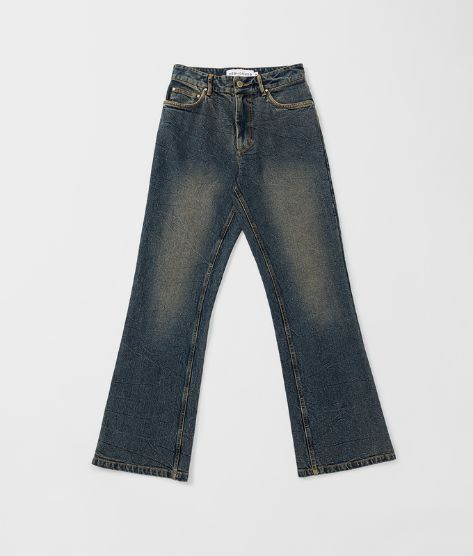 Crease Washed Bootcut Denim Pants