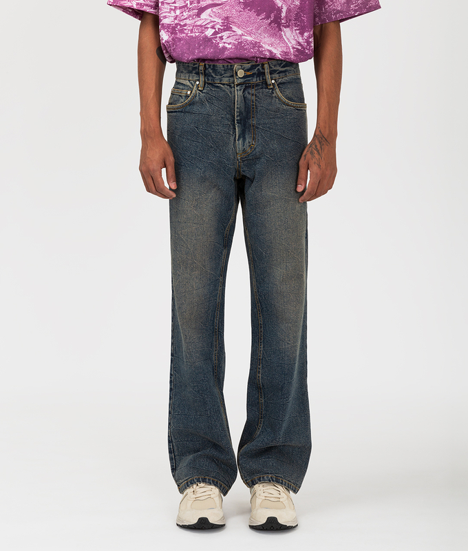 Crease Washed Bootcut Denim Pants