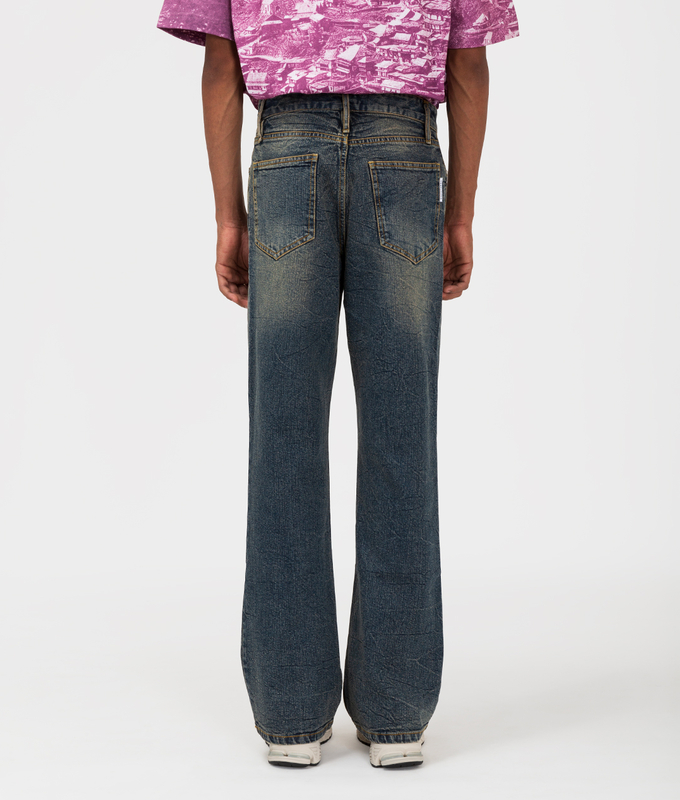 Crease Washed Bootcut Denim Pants