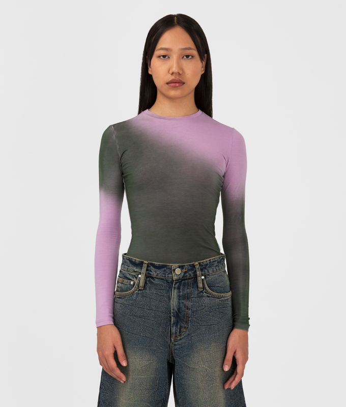 Spray Dyed Fitted Long Sleeve Top