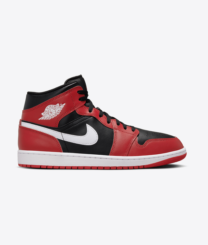 AIR JORDAN 1 MID 'BLACK/WHITE-GYM RED'