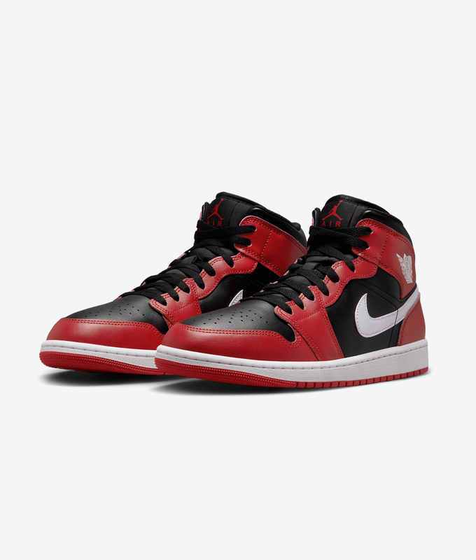 AIR JORDAN 1 MID 'BLACK/WHITE-GYM RED'