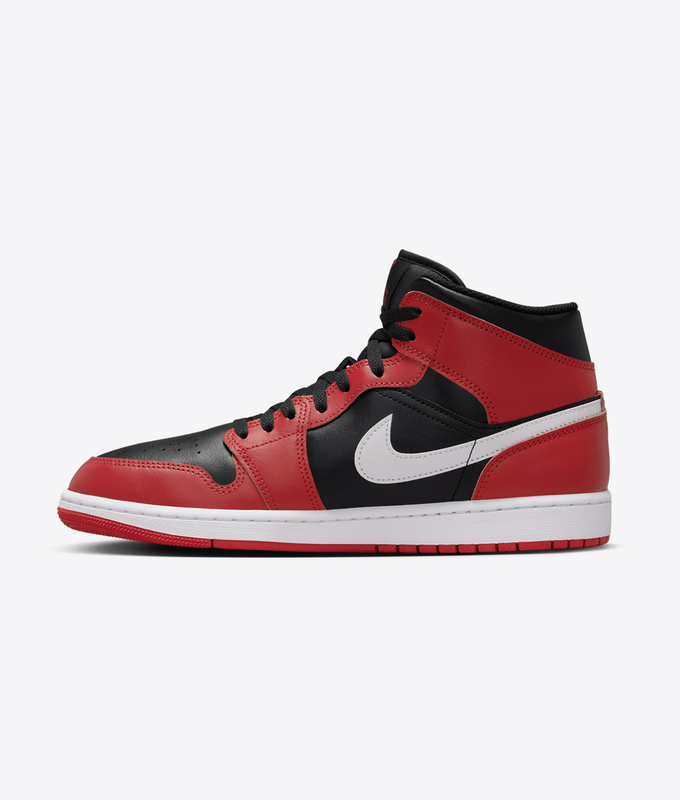 AIR JORDAN 1 MID 'BLACK/WHITE-GYM RED'