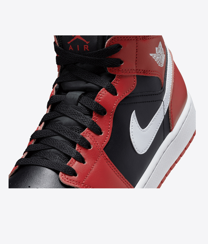 AIR JORDAN 1 MID 'BLACK/WHITE-GYM RED'