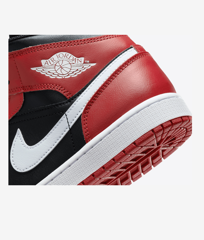 AIR JORDAN 1 MID 'BLACK/WHITE-GYM RED'