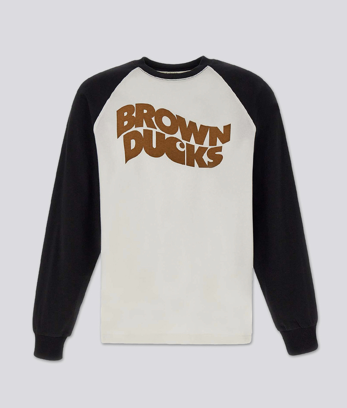 LONG SLEEVE BROWN DUCKS BASEBALL T-SHIRT 'WHITE/BLACK'