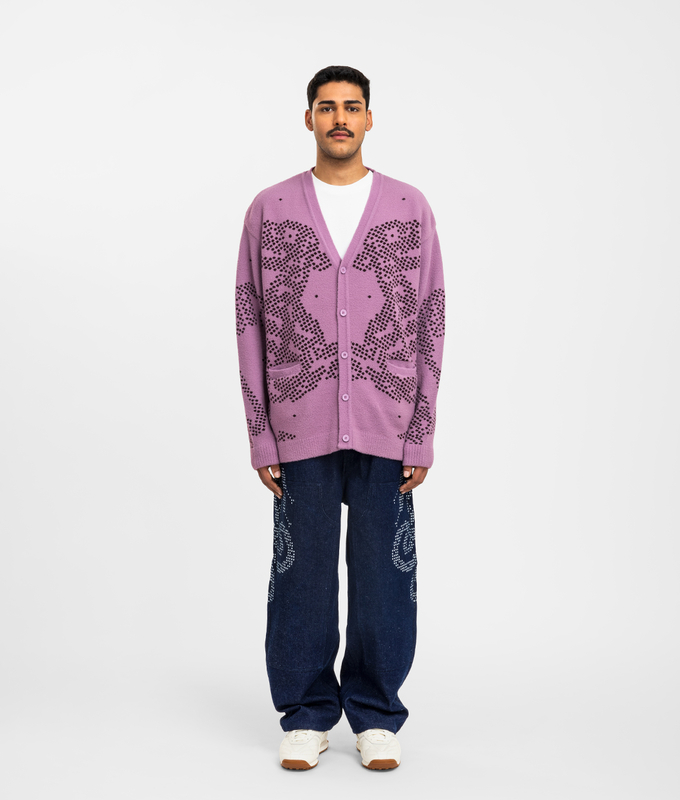 Mythical Beasts Jacquard Knit Cardigan 'Pink'