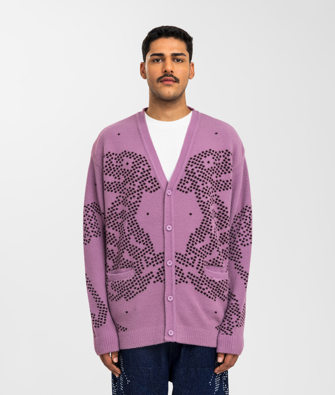 Mythical Beasts Jacquard Knit Cardigan 'Pink'