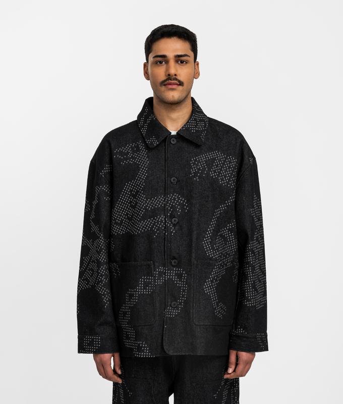 Mythical Beasts Embroidered Denim Jacket 'Black'