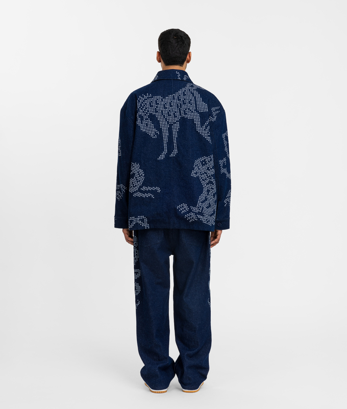 Mythical Beasts Embroidered Denim Jacket 'Blue'