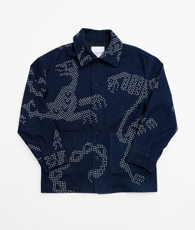 Mythical Beasts Embroidered Denim Jacket 'Blue'