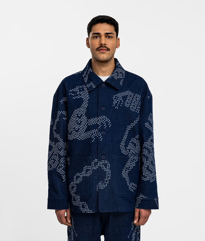 Mythical Beasts Embroidered Denim Jacket 'Blue'