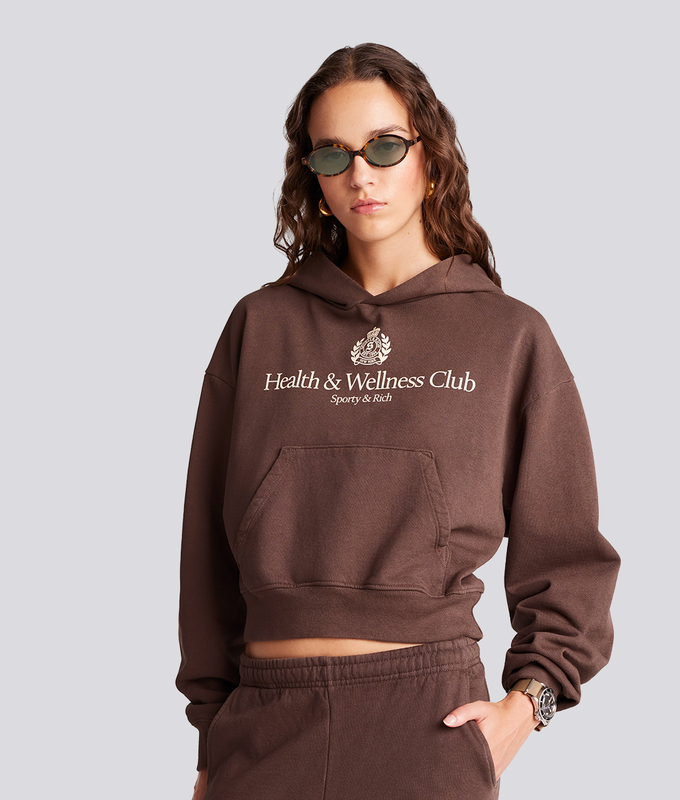 HEALTH  WELLNESS CREST CROPPED HOODIE 'CHOCOLATE CREAM'