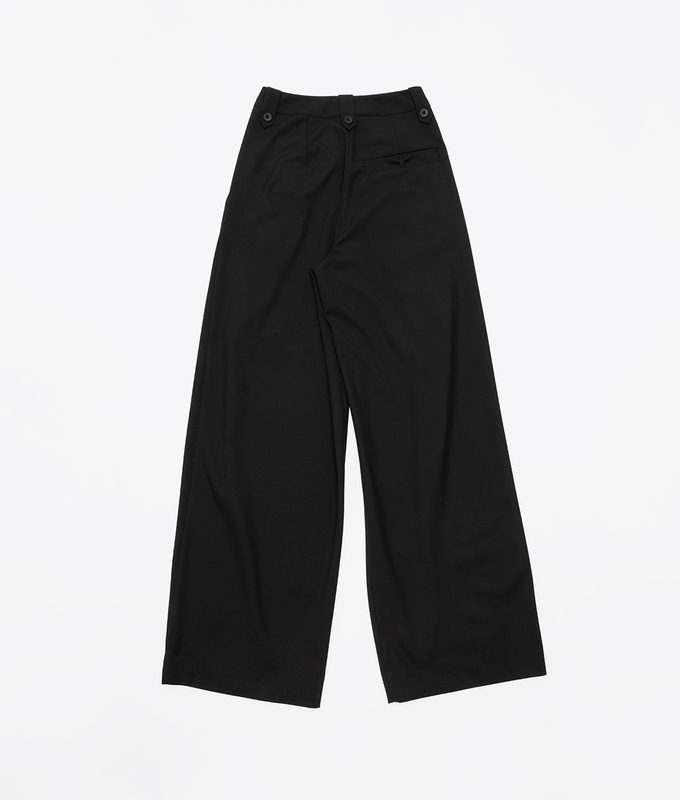 Wide Leg Pleated Pants 'Black Cat'