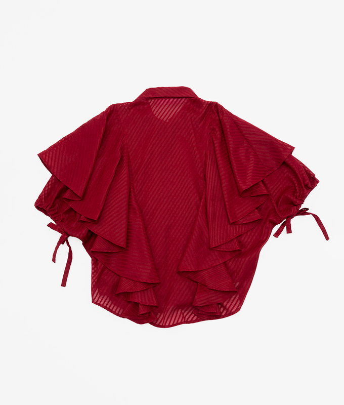 Batwing Ruffle Shirt 'Ruby Red'