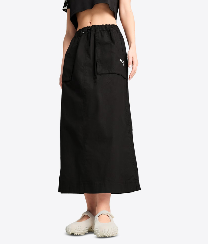 ZIP-OFF MAXI WOVEN SKIRT