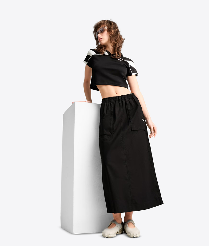 ZIP-OFF MAXI WOVEN SKIRT