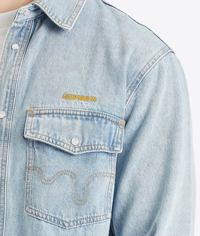 CHAINSTITCH LIGHT WASHED DENIM SHIRT