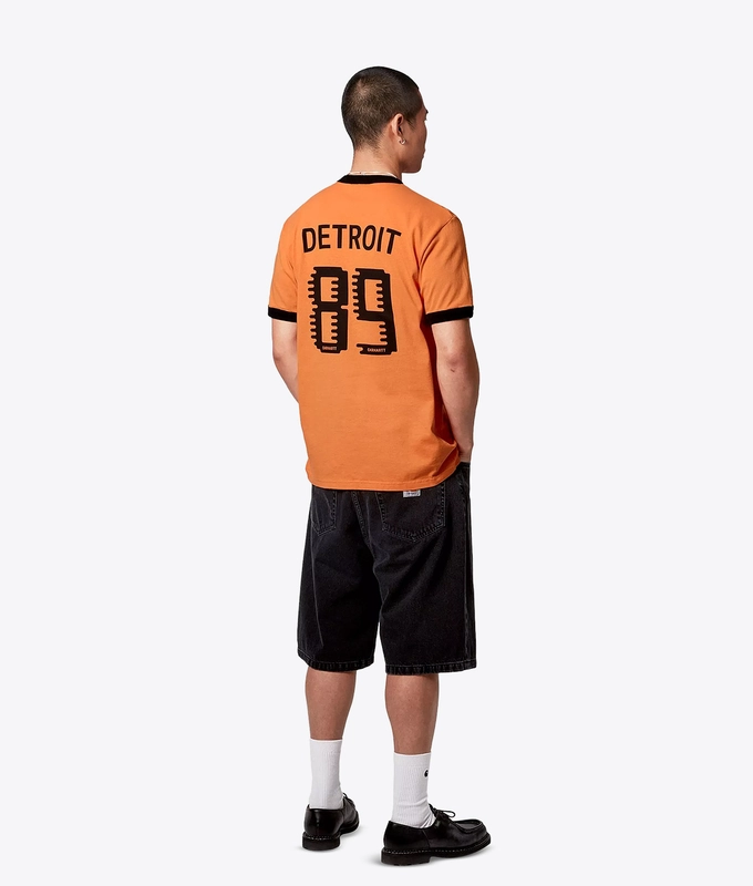 HEAVY ENZYME WASHED SHORT SLEEVE 89 RINGER T-SHIRT
