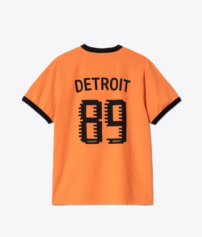 HEAVY ENZYME WASHED SHORT SLEEVE 89 RINGER T-SHIRT