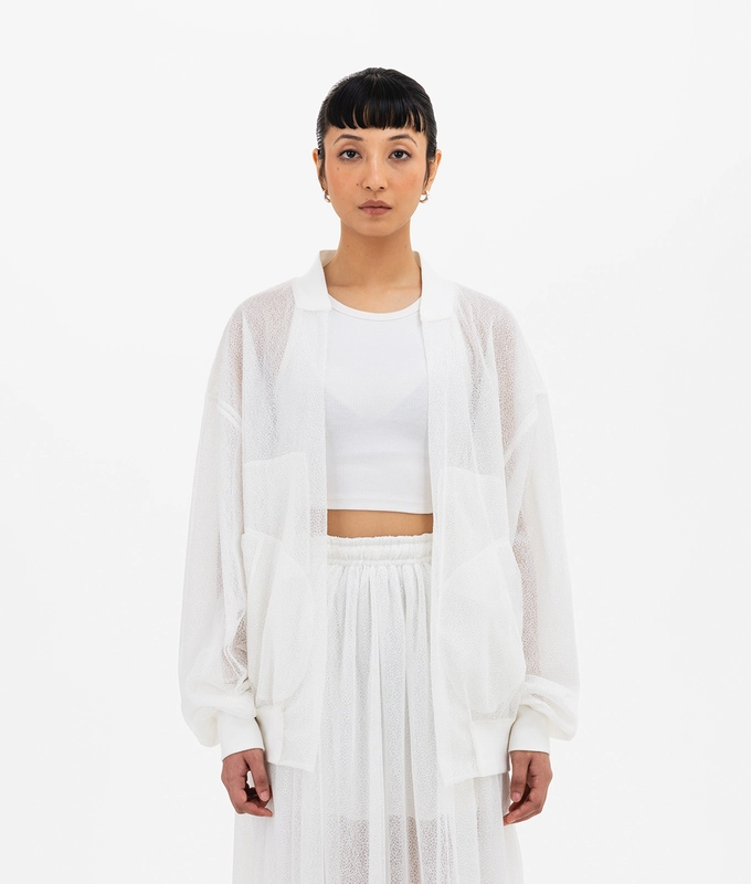 Oversized Mesh Bomber