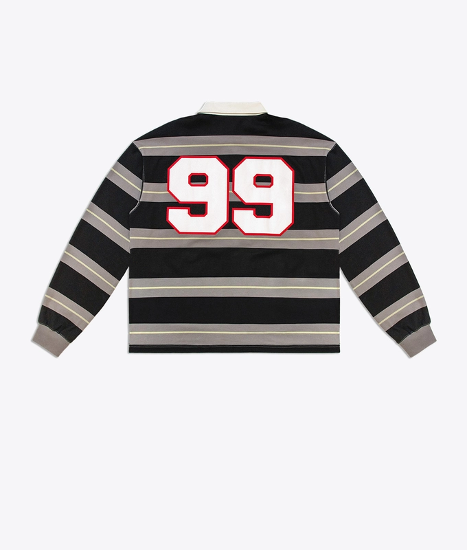PATCHWORK LONG SLEEVE POLO T-SHIRT