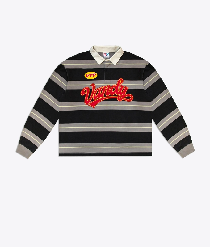 PATCHWORK LONG SLEEVE POLO T-SHIRT