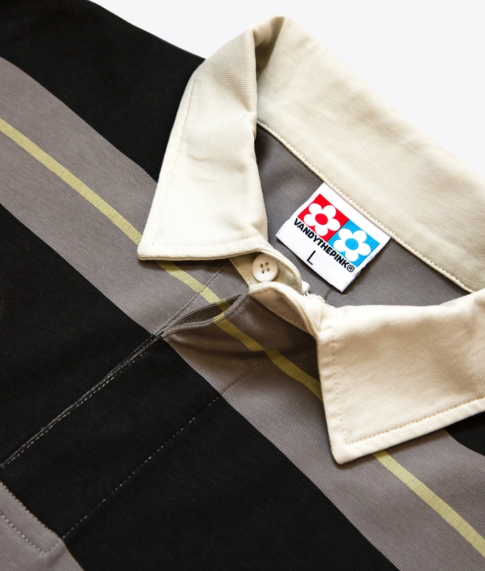 PATCHWORK LONG SLEEVE POLO T-SHIRT