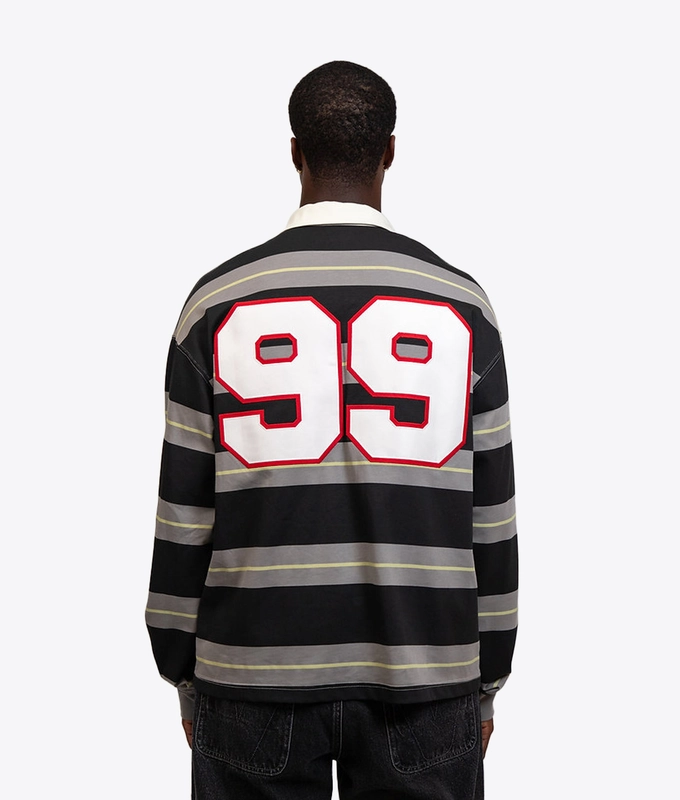 PATCHWORK LONG SLEEVE POLO T-SHIRT