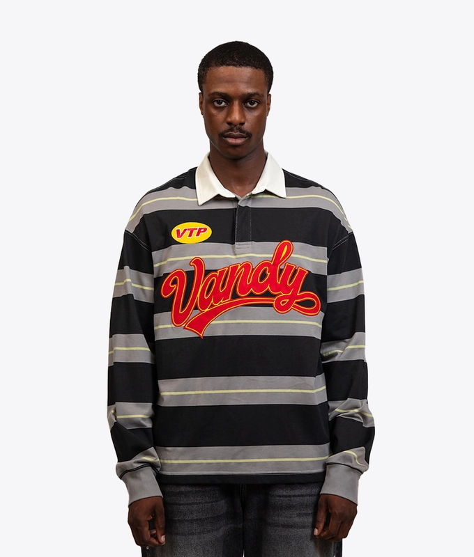 PATCHWORK LONG SLEEVE POLO T-SHIRT