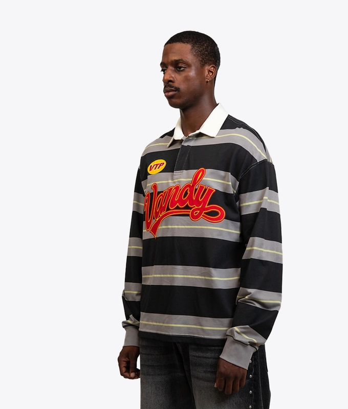 PATCHWORK LONG SLEEVE POLO T-SHIRT