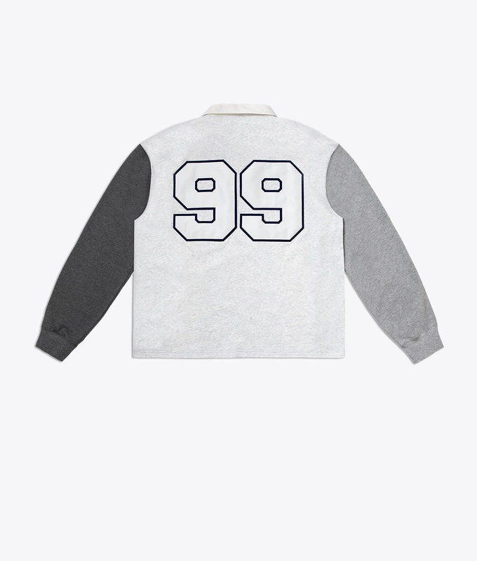 PATCHWORK LONG SLEEVE POLO T-SHIRT