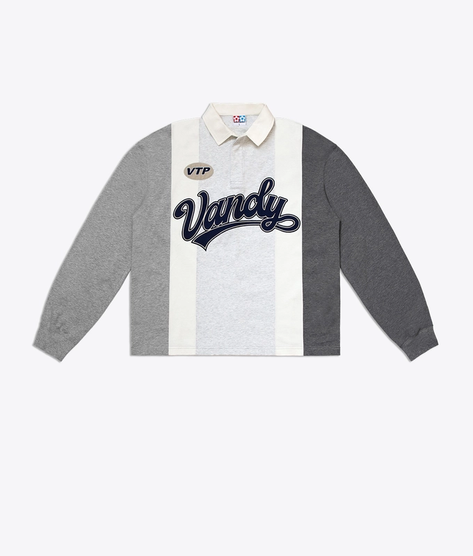 PATCHWORK LONG SLEEVE POLO T-SHIRT
