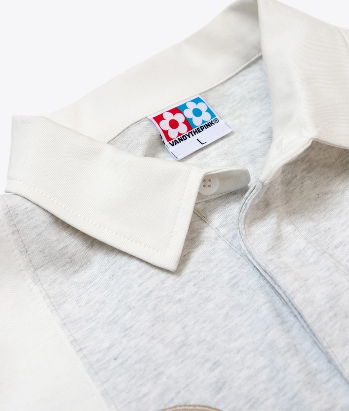 PATCHWORK LONG SLEEVE POLO T-SHIRT