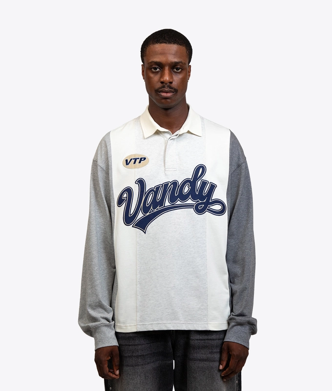 PATCHWORK LONG SLEEVE POLO T-SHIRT