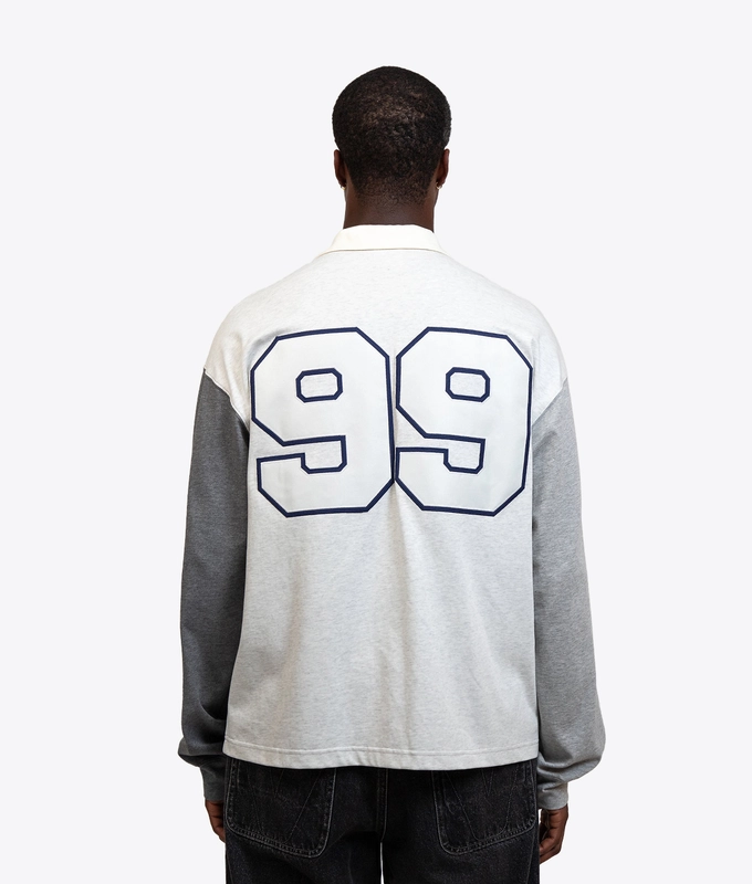 PATCHWORK LONG SLEEVE POLO T-SHIRT