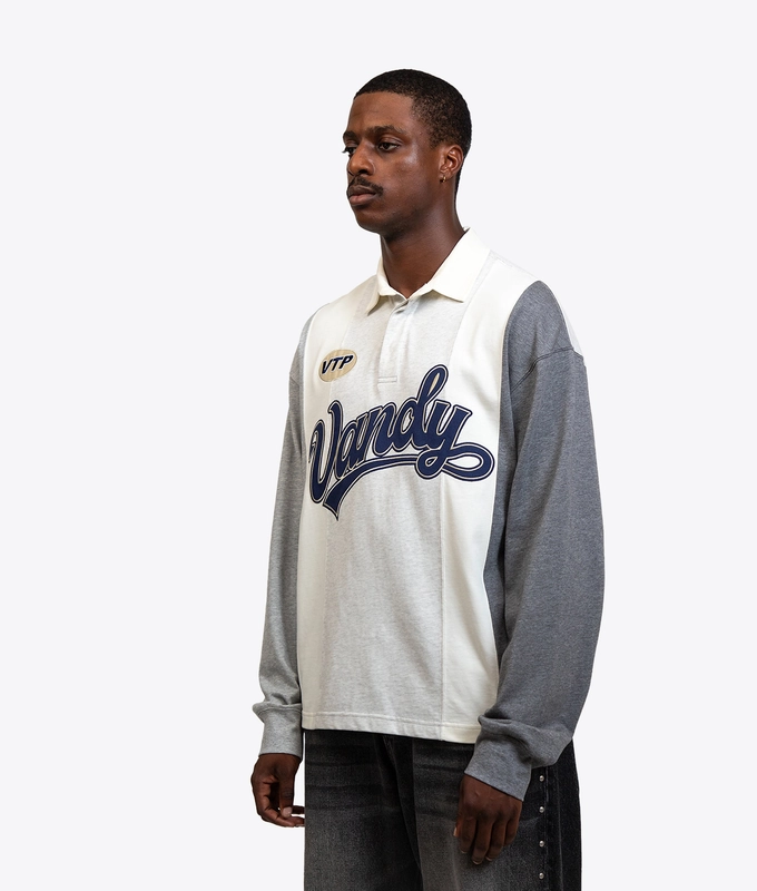PATCHWORK LONG SLEEVE POLO T-SHIRT
