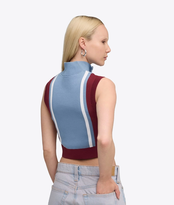 X FUTURE ARCHIVE HALF-ZIP KNITTED TANK SWEATER