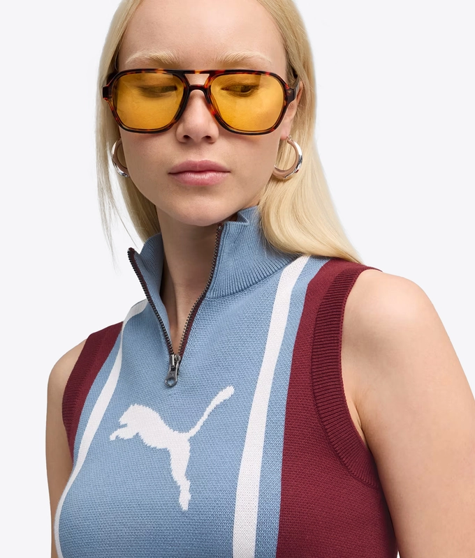X FUTURE ARCHIVE HALF-ZIP KNITTED TANK SWEATER