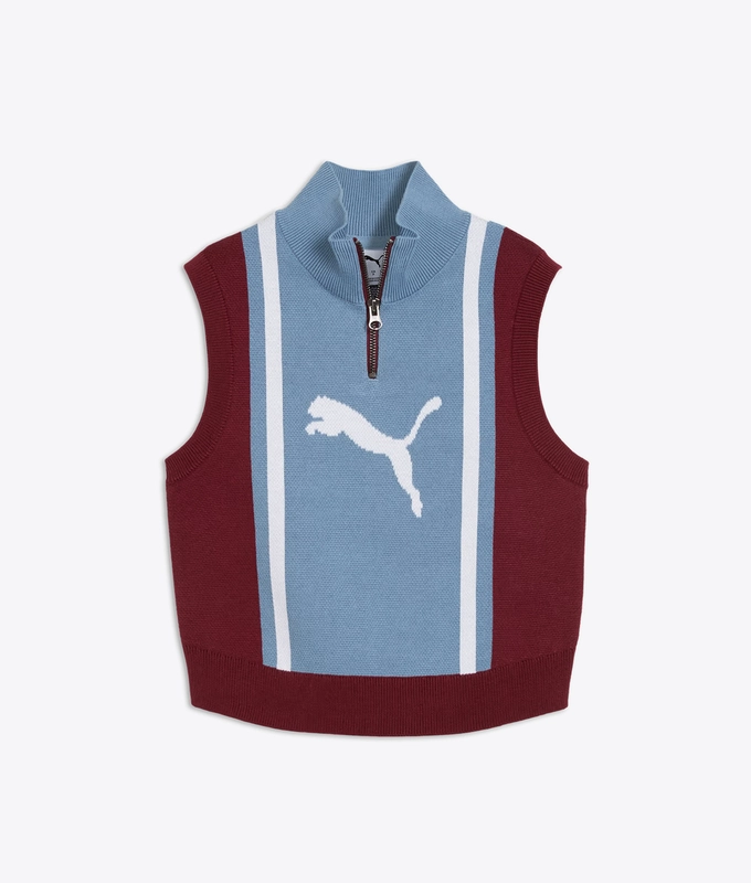 X FUTURE ARCHIVE HALF-ZIP KNITTED TANK SWEATER