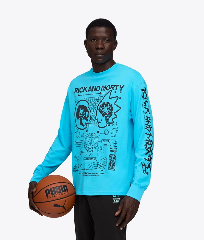 X HOOPS X RICK  MORTY LONG SLEEVE TEE