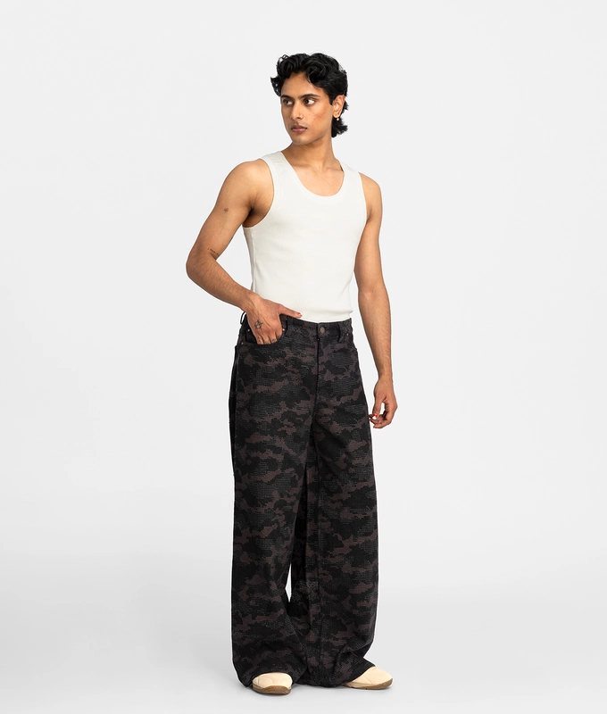 Distressed Camo Jeans