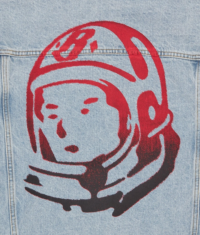 LIGHT WASHED SOUVENIR CORD COLLAR DENIM TRUCKER JACKET