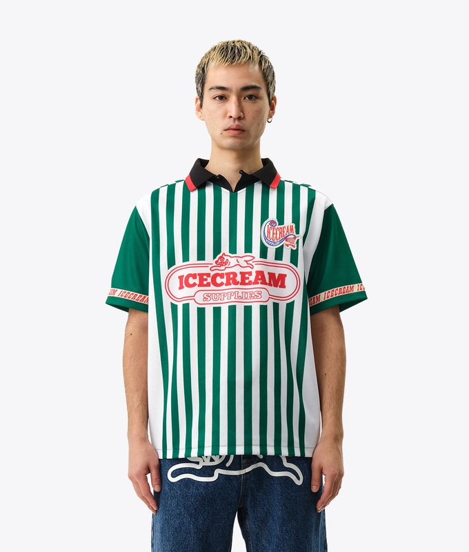 STRIPED FOOTBALL POLO