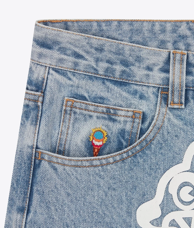 HEAVY WASHED RUNNING DOG TRIPLE SCOOP DENIM PANT