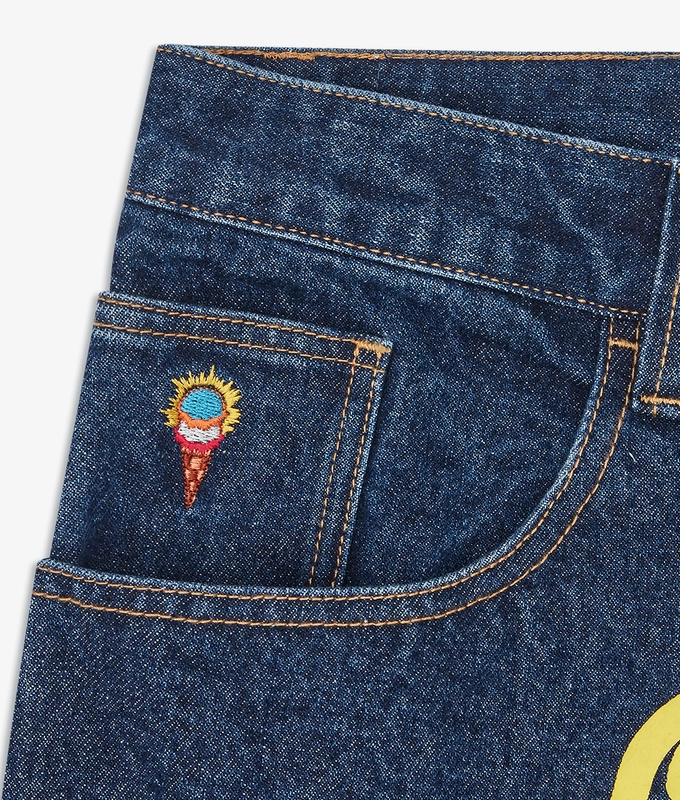 HEAVY WASHED RUNNING DOG TRIPLE SCOOP DENIM PANT