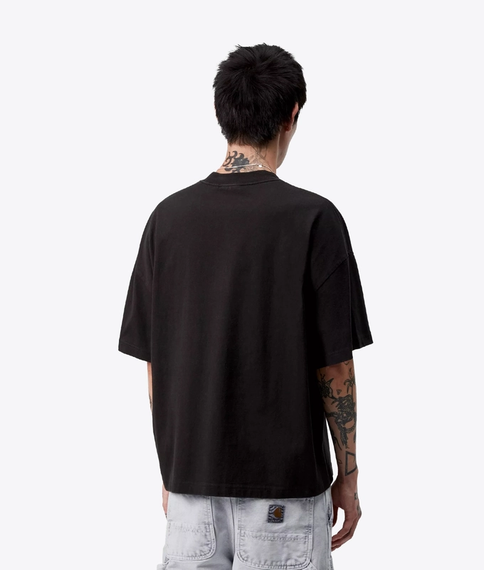 HEAVY STONE WASHED SHORT SLEEVE HACKWORK T-SHIRT