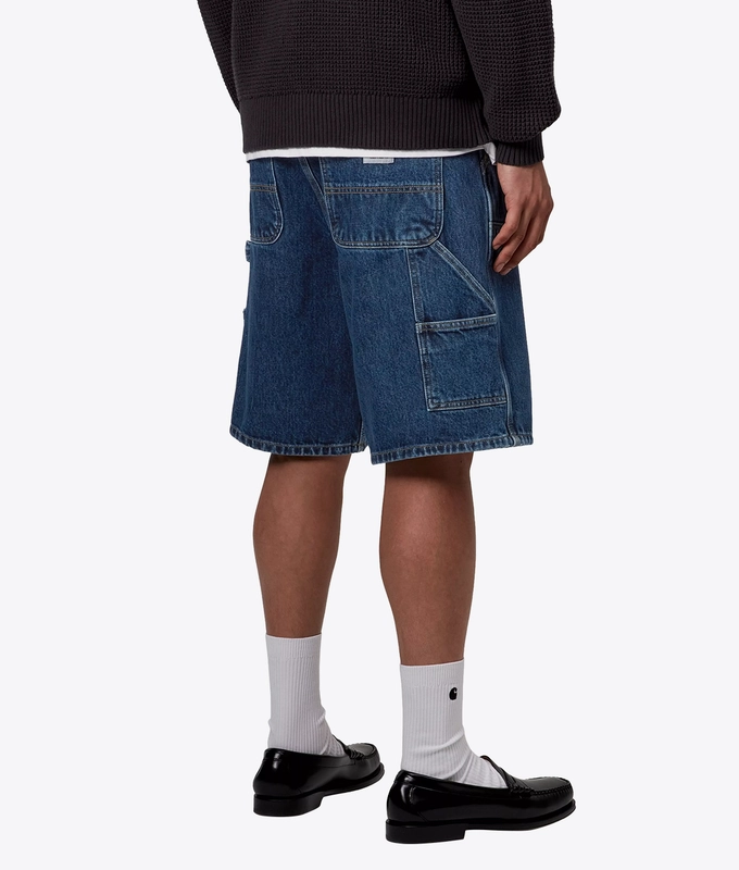 STONE WASHED DOUBLE KNEE SHORT